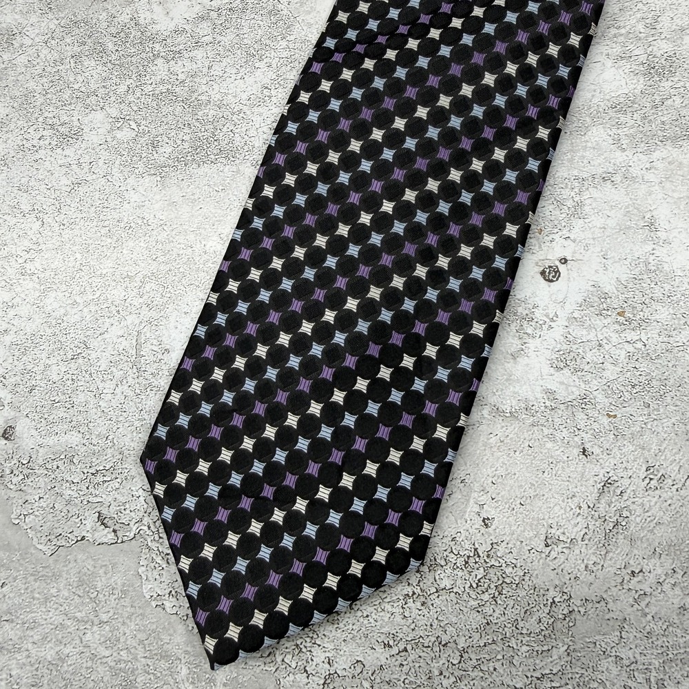 Alexander Julian Tie Mens One Size Black Geometric Made In China Necktie